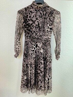 Eliza J Leopard Mesh Dress Sz XS